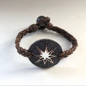 Pave Leather Star Bracelet